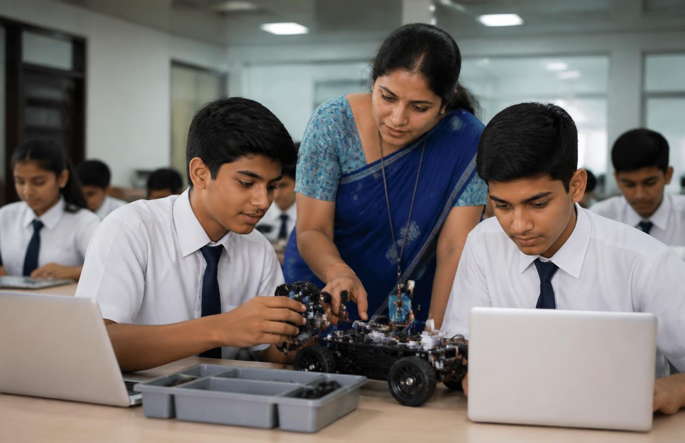 Students using technology in classroom